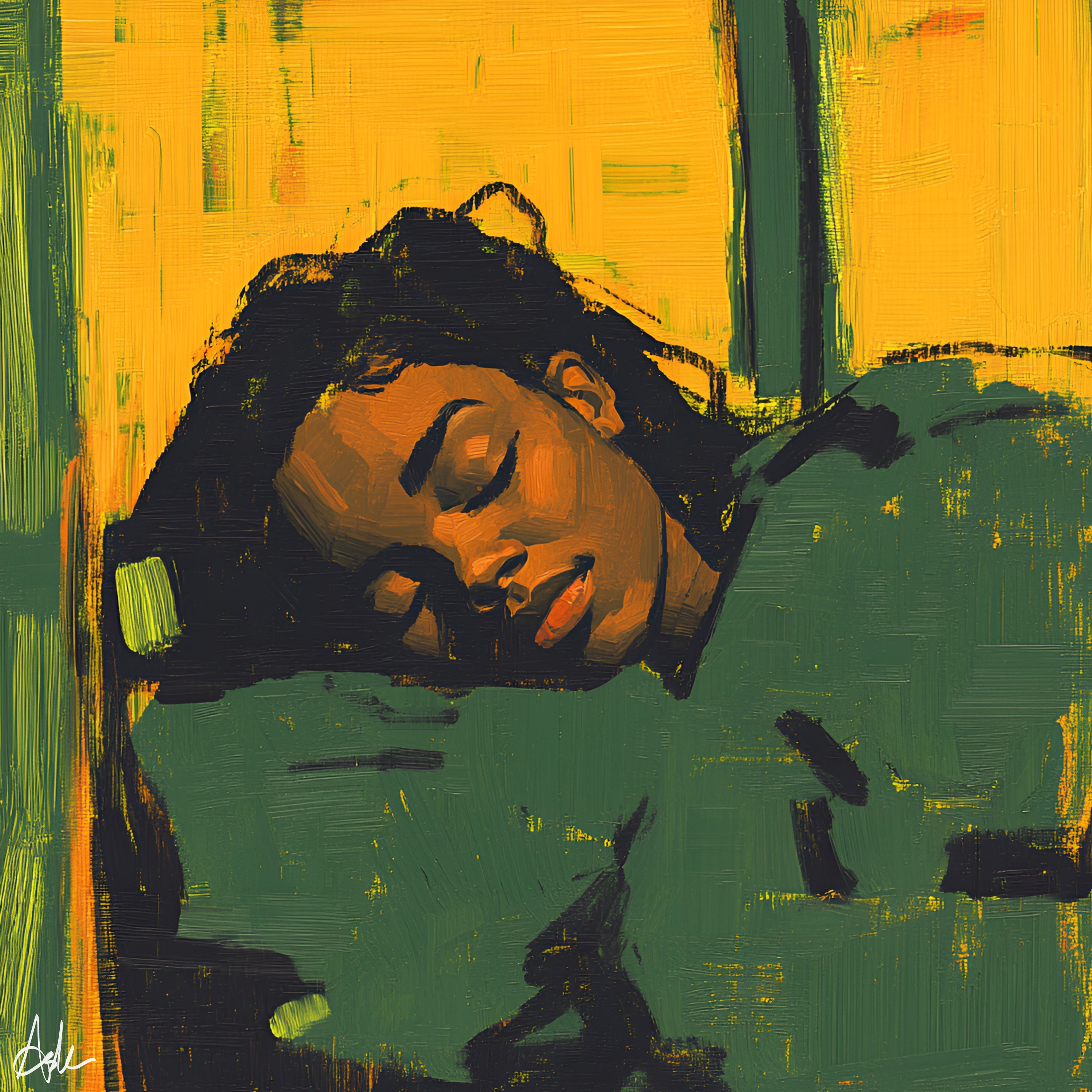 "Stillness In Transit" – Intimate Digital Portrait Print