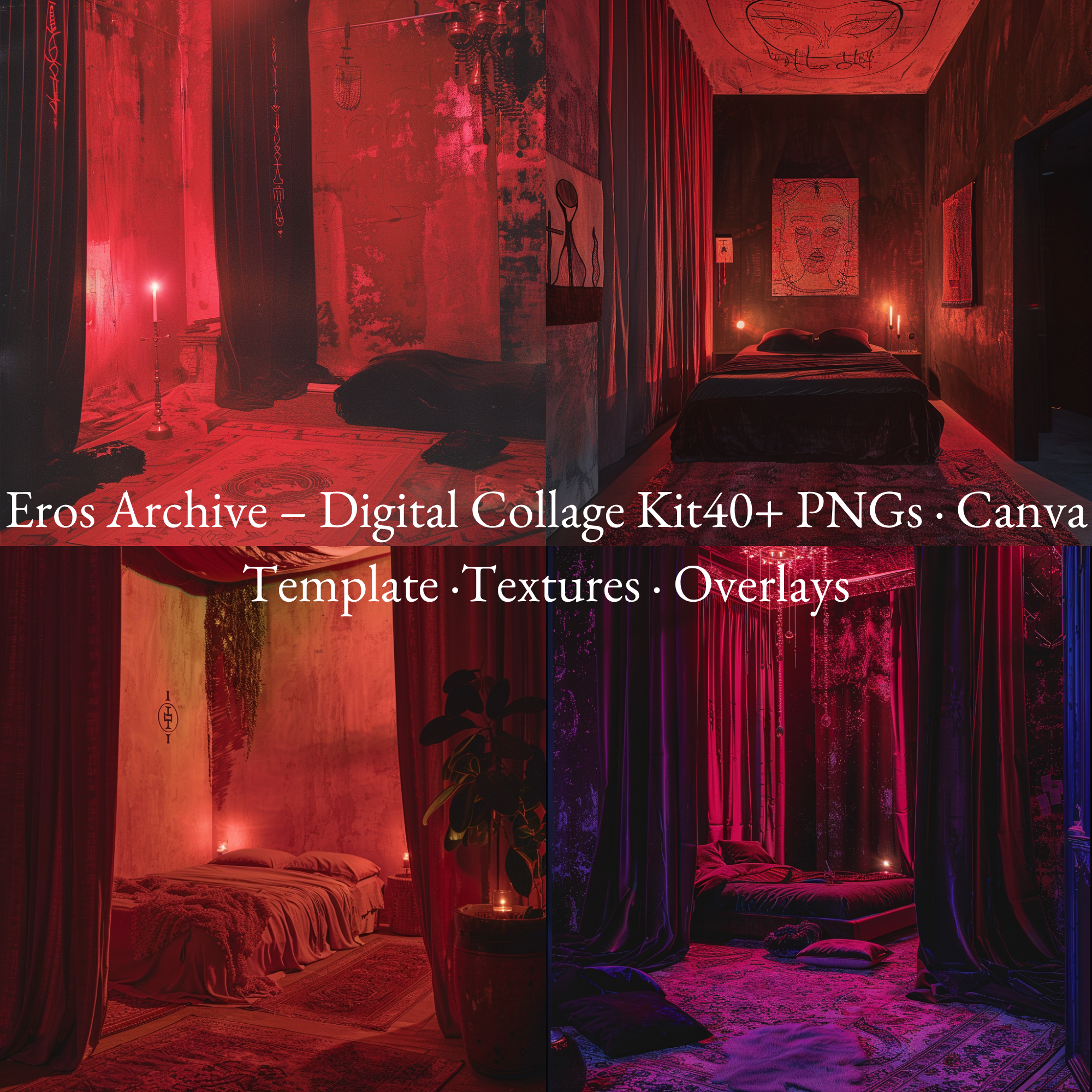 Eros Archive – Digital Collage Kit (40+ PNGs + Canva Template + Printables)